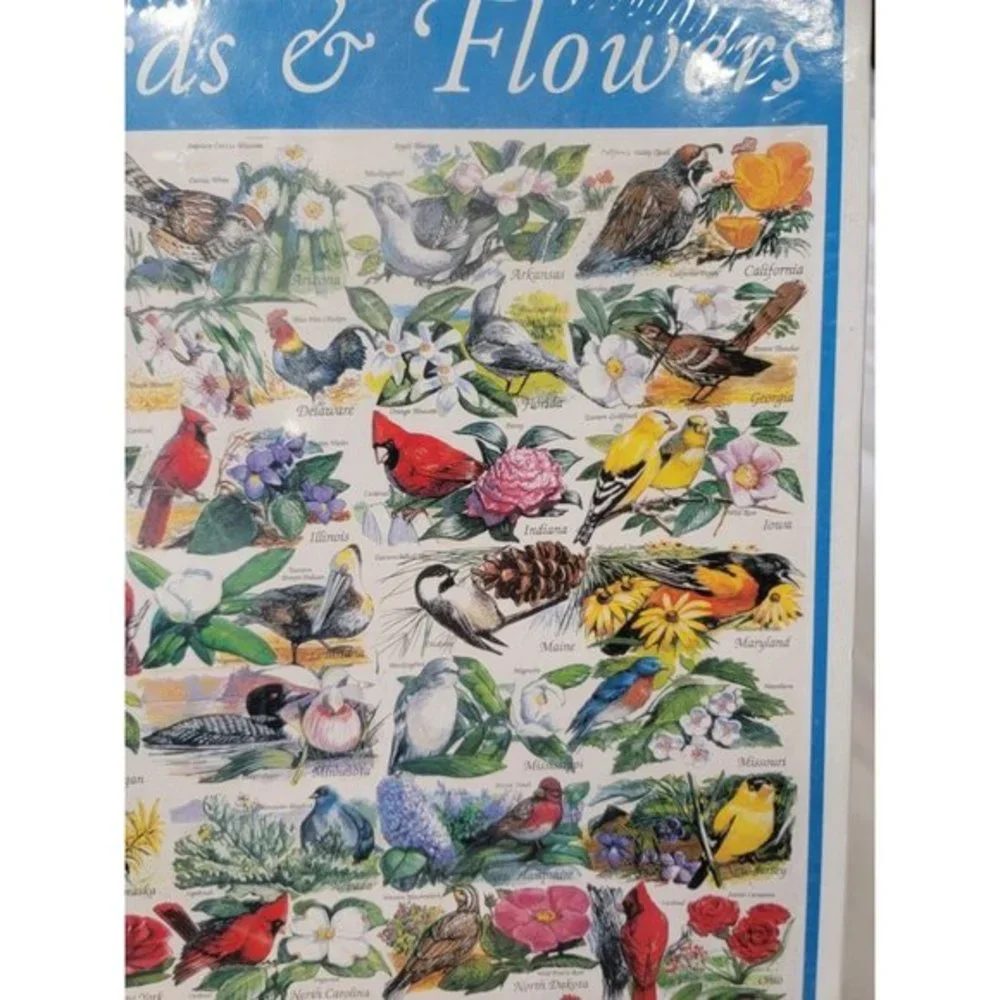 NEW White Mountain Puzzles State Birds and Flowers - 1000 Piece‎ Jigsaw Puzzle